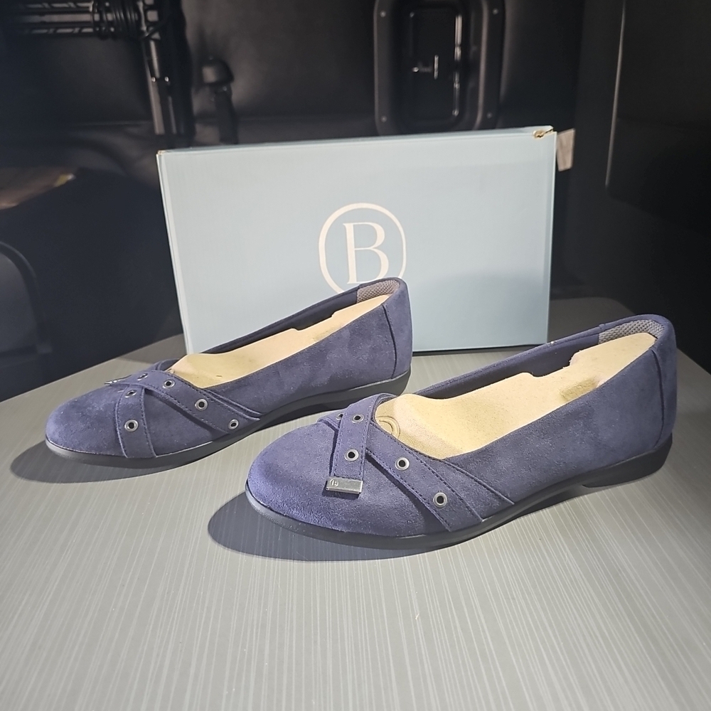 Bzees‎ for Lifestride Kira Ballet Flat Navy Blazer Fabric Women's Size 9.5W NEW